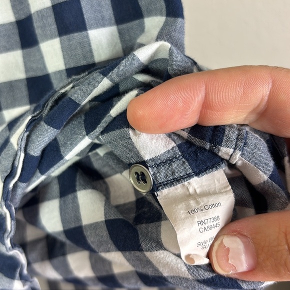 J. Crew Gingham Navy Blue White Button Down Shirt size XS - Picture 6 of 10